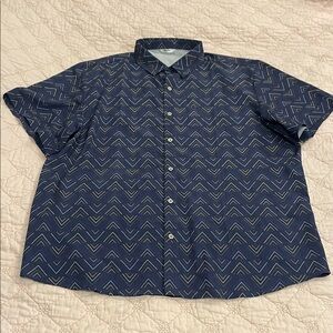 Men's Geometric Navy Button-Down Golf Shirt